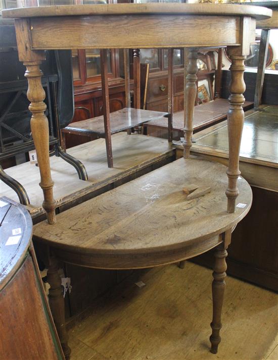 Pair oak D end tables